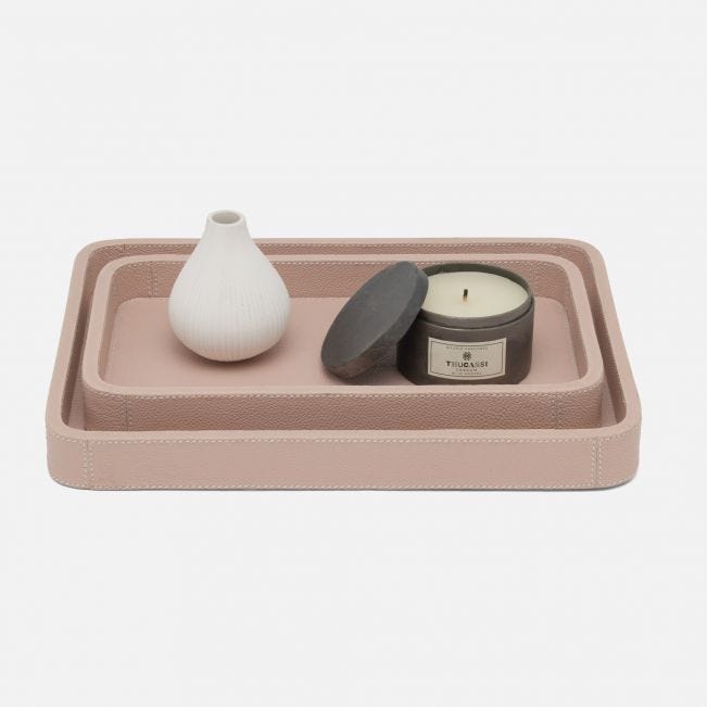 Victoria Nested Trays Leather Dusty Rose